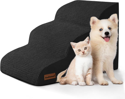 Aodisman 3-Step Dog Ramp and Stairs for Sofa and Chair - Non-Slip Sturdy Pet Steps for Small Dogs and Cats,15.7" H,Grey