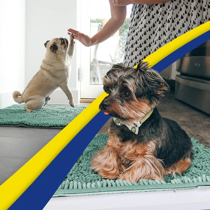 Muddy Mat® Pack of 3 Highly Absorbent Microfiber Dog Door Mat and Pet Rug, Non Slip Thick Washable Area Mat Soft Chenille for Kitchen Bathroom Bedroom and Outdoor - Beige Small, Medium & Large