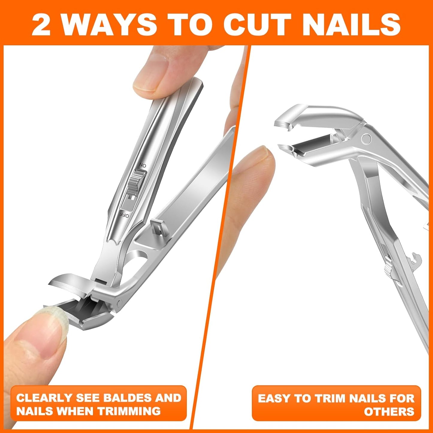 Toenail Clippers for Seniors Thick Toenails, Upgrade Angled Head Large Toe Nail Clippers for Men with Wide Jaw Opening, Sharp Heavy Duty Fingernail Clipper Cutter with Catcher Long Handle -Black