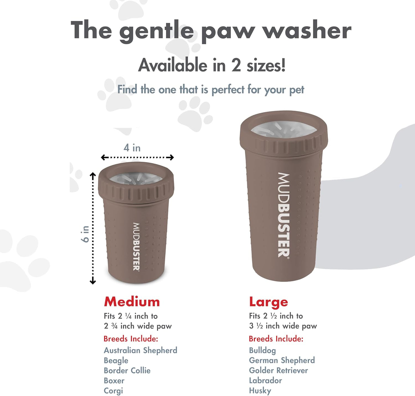 Dexas MudBuster Medium Dog Paw Cleaner in Fuchsia - Fits 1.5"-2.5" Wide Paws, Portable Paw Washer for Muddy Paws, Dog Paw Cleaning Cup with Gentle Silicone Bristles, Quick Clean Pet Paw Washer