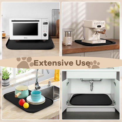 Smilool Silicone Pet Food Mat with Raised Edge for Food and Water Bowl, Dog Feeding Mats, Cat Food Trays for Floor Waterproof, Rubber Tray for Dogs and Cats, 19 x 12 x 0.7 Dark Brown