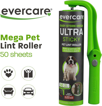 Evercare 10-Inch Mega All-Purpose Pet Hair Lint Roller Refill, 50 Sheets – Sticky Roller for Pet Hair, Cat & Dog Hair Remover, Lint Remover, Pet Hair Remover for Furniture, Clothing & Cars