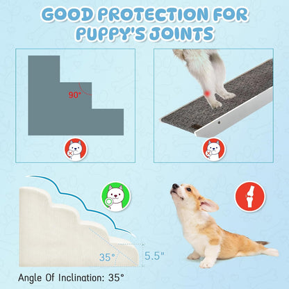 Mesa Lemon Dog Stairs & Steps for High Beds, 3 Steps High Density Foam Waterproof Dog Ramp for Small Dogs and Cats, Pet Stairs with Removable Washable Cover for Bed, Couch, Sofa and Car (H:16")
