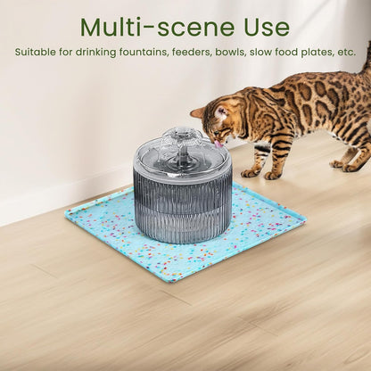Ptlom Pet Placemat for Dog and Cat, Mat for Prevent Food and Water Overflow, Suitable for Small, Medium and Big Pet, 18" 12", Grey, Silicone