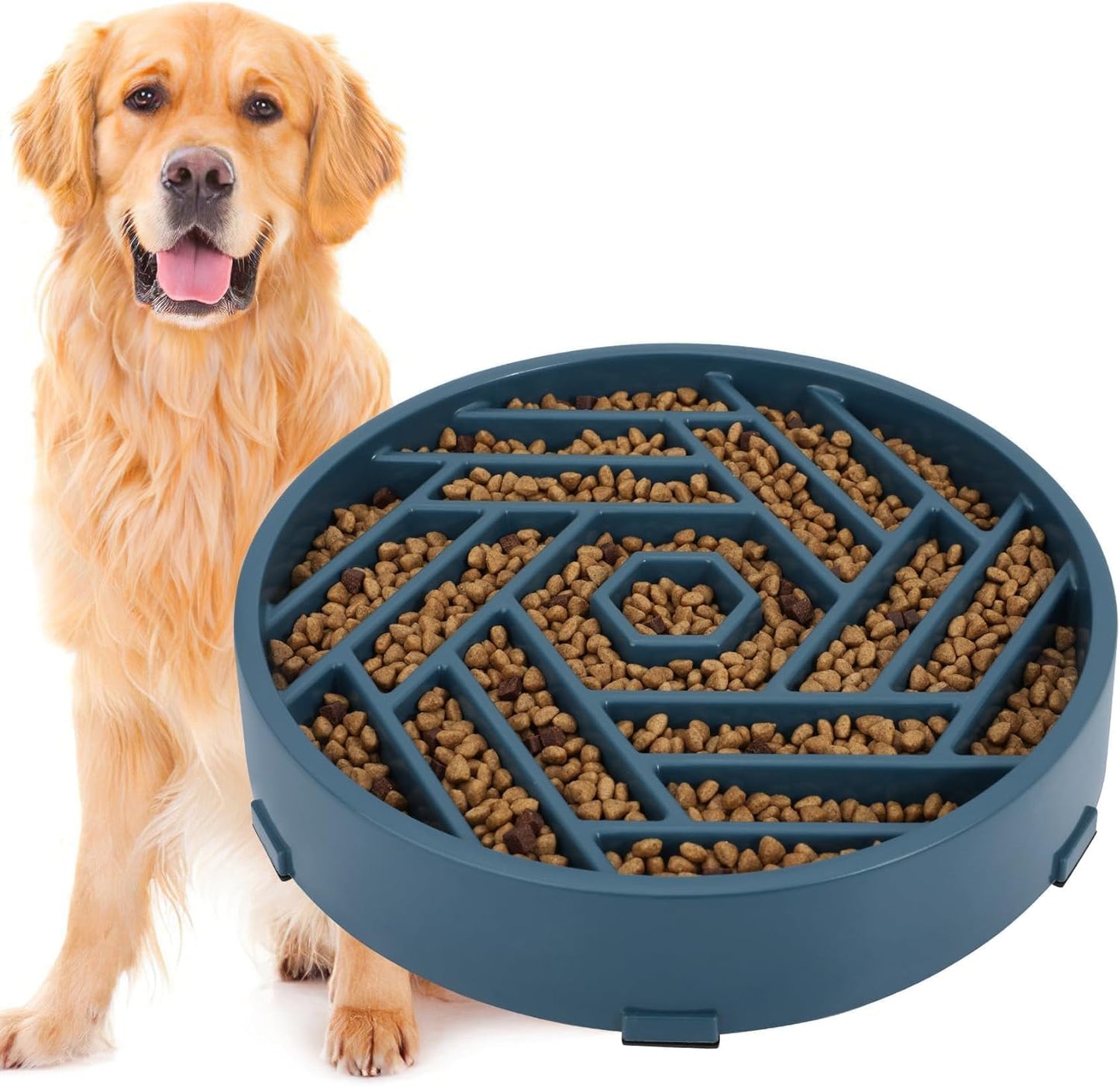 TOBYTO Slow Feeder Dog Bowls Large Medium Breed,Anti-Choking Slow Eating Dog Food Bowl,Non Slip Pet Slower Food Feeding Bowls Large Puzzle Slow Feeder Bloat Stop Maze Dog Dishes,Black