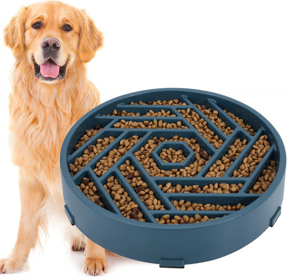 TOBYTO Slow Feeder Dog Bowls Large Medium Breed,Anti-Choking Slow Eating Dog Food Bowl,Non Slip Pet Slower Food Feeding Bowls Large Puzzle Slow Feeder Bloat Stop Maze Dog Dishes,Black