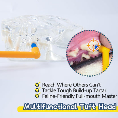 Cat Toothbrush Tuft Head, Small Dog & Puppy Tooth Brushing Kit, Mini Head Teeth Brush for Kitten & Tiny Pet, Doggy Toothbrushes Deep Dental Cleaning, 2 PCS - Orange