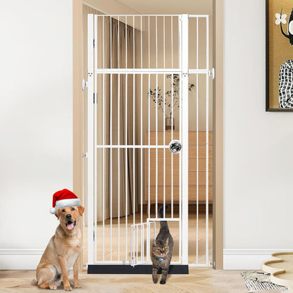 71 inch Extra Tall Gates for Cats Dogs, Adjustable 28.7" and 37.5" Wide Cat Gate, Pressure Mounted Full Door Pet Gate for Doorway, Stairs,House (Black, 71")