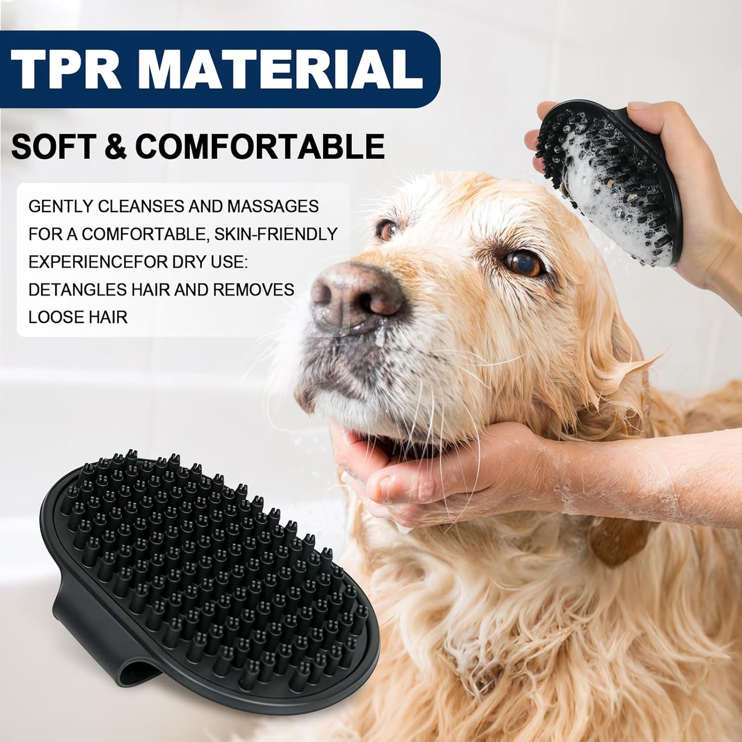 Blue Pet Grooming Kit 3Pcs Self-Cleaning Slicker Brush for Dogs&Cats Double-Sided Dematting&Deshedding Comb Dog Bath Massage Brush Professional Grooming Tools for Short&Long Hair Pets