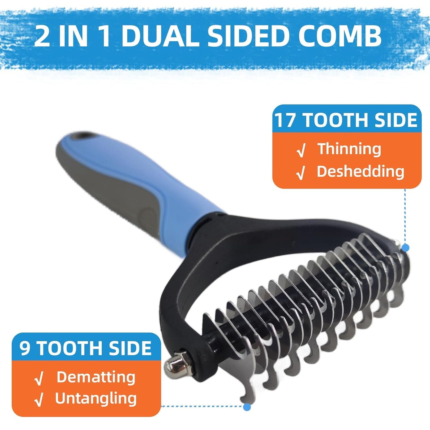 Dog Brush for Shedding,6 PCS in One Pet Slicker Hair Brush Kit Organizer Bag - Dog Cat Grooming Deshedding Undercoat Rake Brush Comb for All Small Large Dogs Cats Grey