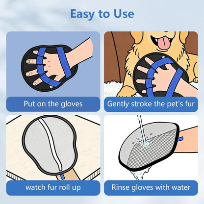 Pet Hair Removal Glove for Dogs & Cats, Reusable Washable Electrostatic Pet Hair Remover Glove, Pet Hair Mitt with Finger Straps for Couch, Carpet, Car Seats, Clothes, Furniture, Red