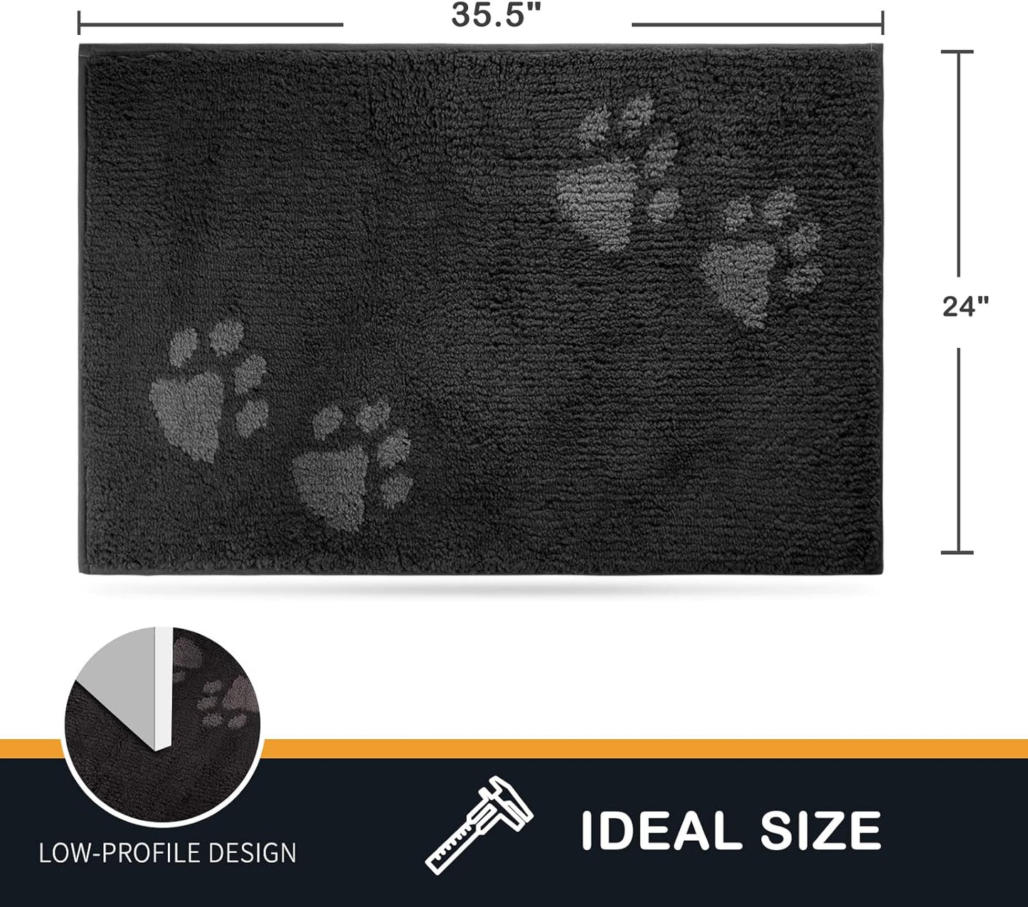 PURRUGS Dirt Trapping Door Mat 20" x 31.5", Non-Skid/Slip Machine Washable Microfiber Entrance Rug, Shoes Scraper, Dog Doormat, Super Absorbent Floor Mat for Muddy Wet Shoes and Paws, Grey