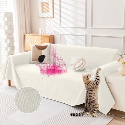 Deep Dream Cat-Scratch Resistant Couch Cover, Waterproof Sofa Cover for 3 Cushion Couch Washable, Pet Friendly Couch Protectors Anti Slip Thickened Love Seat Slipcovers for Pets, 71" x 118", Dark Grey