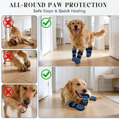 Non-Slip Dog Socks for Hardwood Floors Anti Slip Double-Sided Grippy Socks for Senior Dogs to Prevent Licking Paws, Scratching & Hot Pavement Premium Dog Paw Protector with Grippers Black L