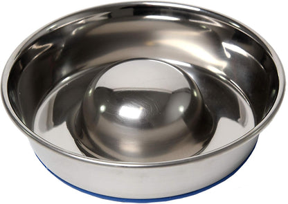 OurPet's DuraPet Slow Feed Premium Stainless Steel Dog Bowl, Silver (2040010301)