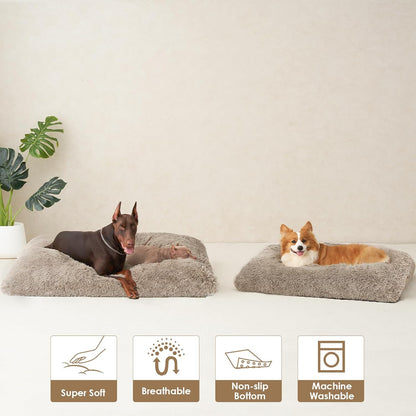 EHEYCIGA Fluffy Dog Crate Bed for Medium Dogs, Plush Faux Fur Crate Pad, Calming Anti Anxiety Medium Dog Bed, Washable Soft Warm Crate Mat with Non-Slip Bottom