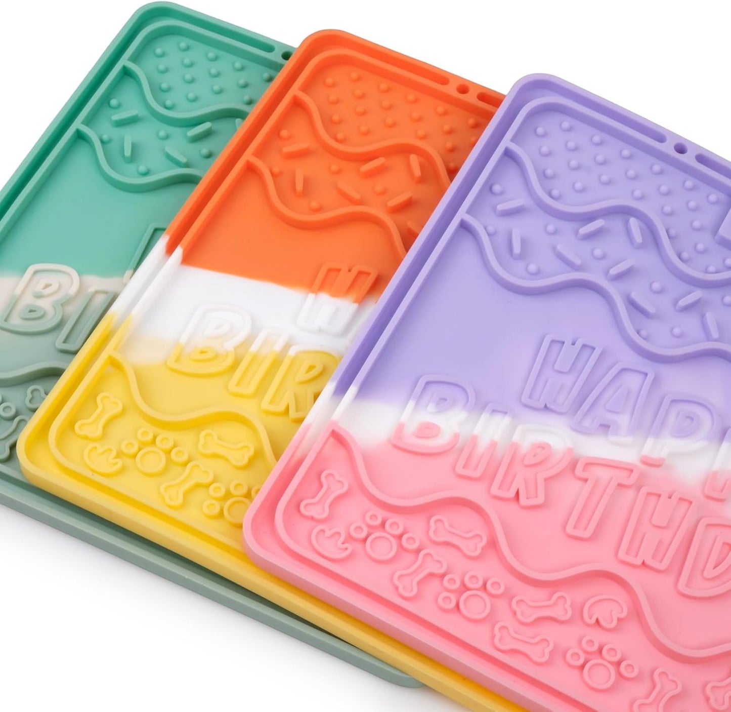 CHEWFFON Birthday Lick Mat for Dogs and Cats, Silicone Licking Pad with Suction Cups for Anxiety Relief, Interactive Slow Feeder for Dog Treats - Bathing & Grooming Distraction Toy, Seafoam Mist