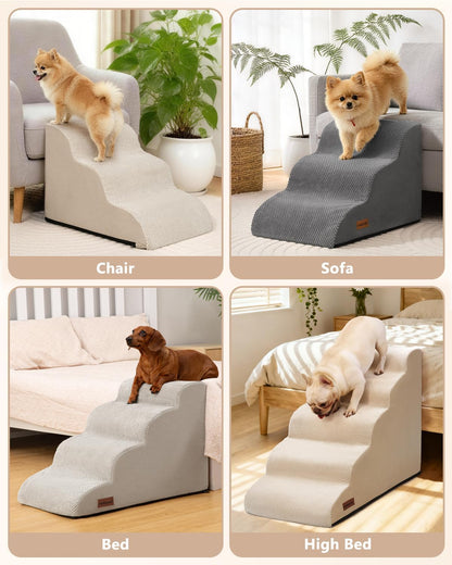 Aodisman Dog Stairs for Small Dogs,3 Step Dog Ramp for Couch and Bed,Pet Stairs with Non-Slip Bottom for Old Cats,Indoor Pet Steps,Comfort,Durable,15.4" H