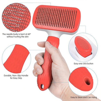 Self-Cleaning Slicker Brush, Dog Cat Bunny Pet Grooming Shedding Brush, Easy to Remove Loose Undercoat, Pet Massaging Tool Suitable for Pets with Long or Short Hair (Black)