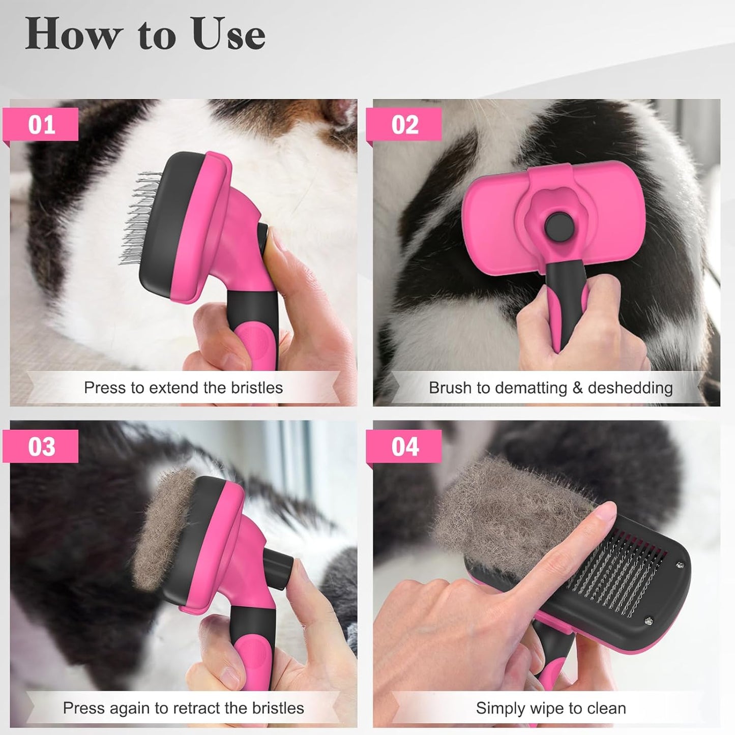 Swihauk Self Cleaning Slicker Brush for Dogs & Cats - Skin Friendly Deshedding and Grooming Brush for Haired Pets, Pet Supplies Accessory, Black