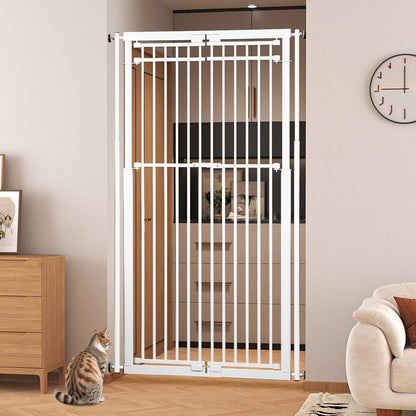 78.8" Extra Tall Cat Gate, 28.3-33" Wide Tall Dog Gate for Doorways/Hallways, NO Drilling Pressure Mounted Pet Gate for Stairs, Kitchen (Black)