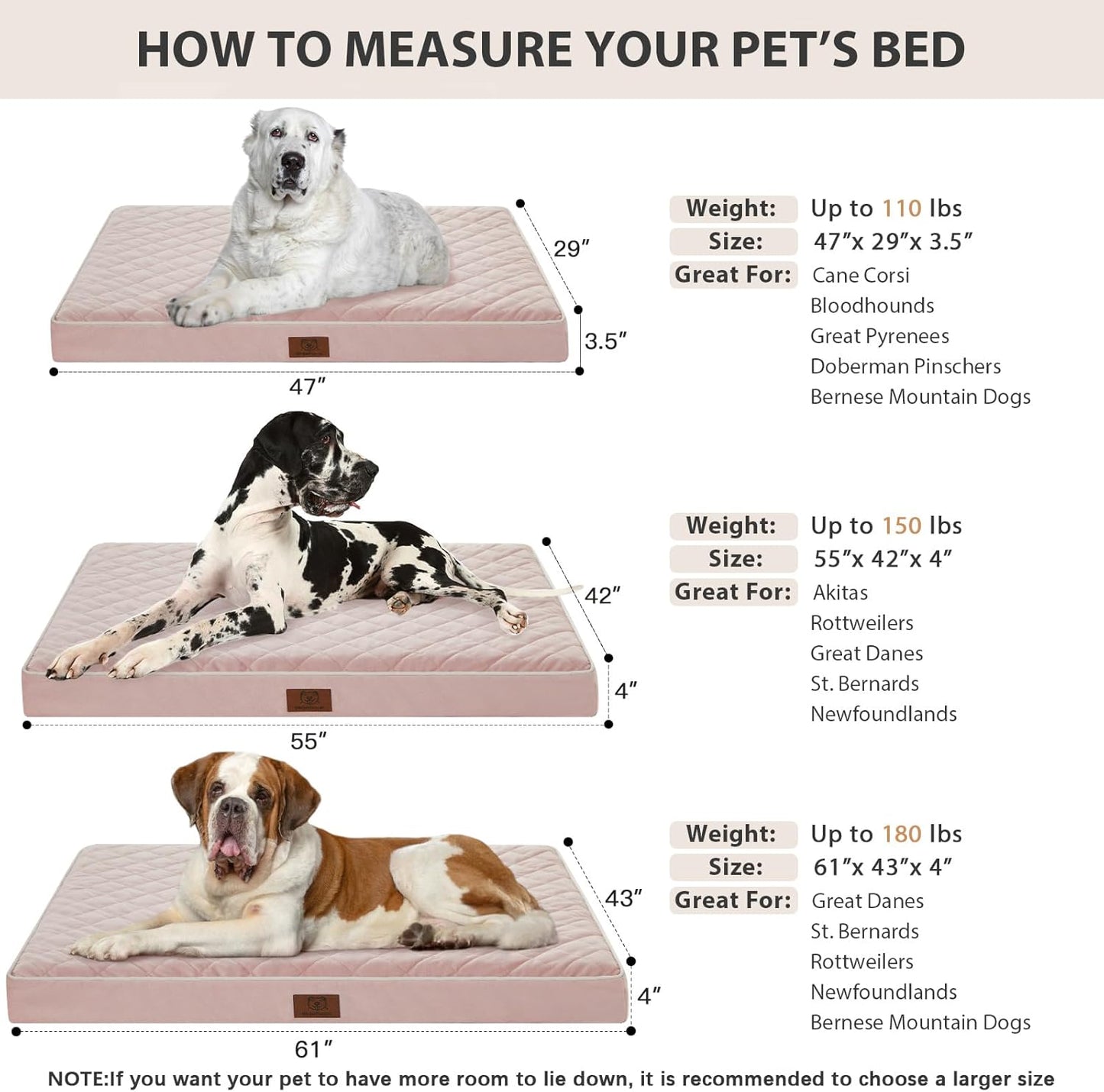 WNPETHOME Orthopedic Waterproof Extra Large Dogs Bed with Removable Washable Cover, Multi-Needle Quilting XL Crate Bed for Large Sized Dog, Light Grey