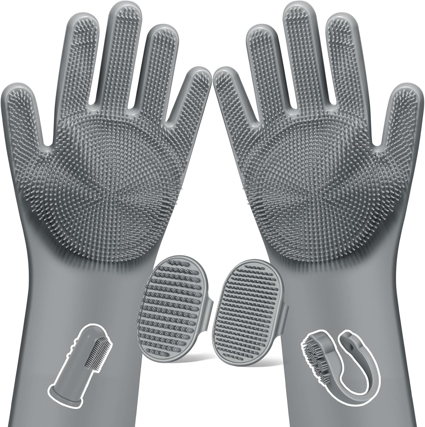 Augwind 6PCS Pet Grooming Kit for Dogs, Cats and Horses | Dog Washing Gloves | Cleanroom Gloves | Dog Bath Brush | Dog Bath Gloves | Dog Shampoo Brush | Dog Bath Supplies (Navy Blue)