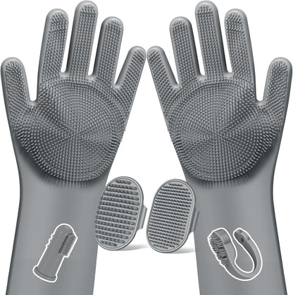 Augwind 6PCS Pet Grooming Kit for Dogs, Cats and Horses | Dog Washing Gloves | Cleanroom Gloves | Dog Bath Brush | Dog Bath Gloves | Dog Shampoo Brush | Dog Bath Supplies (Navy Blue)