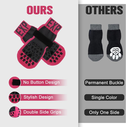 EXPAWLORER Anti Slip Dog Socks to Prevent Licking Paws, Dog Shoes for Hot Pavement Walk, Dog Booties for Hardwood Floors, Dog Boots & Paw Protectors with Grippers for Small Medium Large Senior Dogs M