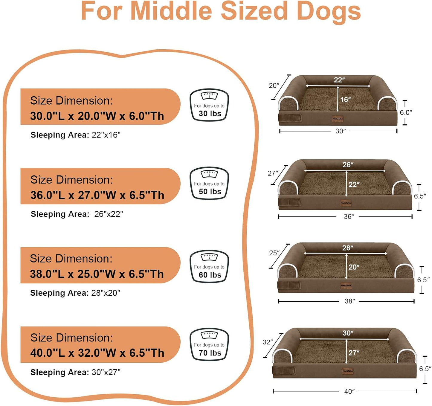 Large Dog Bed Orthopedic Washable: Beds Bolster XL Bed Large Big Dogs Memory Foam Couch Sofa Waterproof with Removable Cover