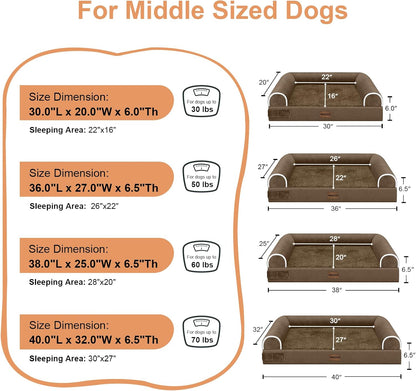 Large Dog Bed Orthopedic Washable: Beds Bolster XL Bed Large Big Dogs Memory Foam Couch Sofa Waterproof with Removable Cover