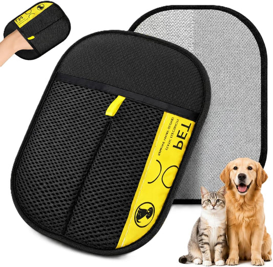 Pet Hair Remover Glove for Dogs and Cats 2 Pack Reusable Electrostatic 5 Finger Grooming Brush Tool Lint Catcher for Couch Clothing Car Seat
