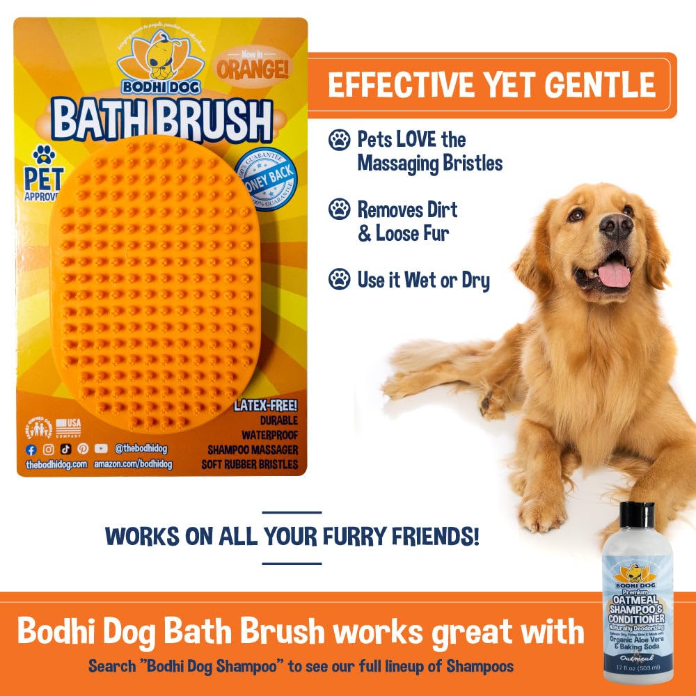 Bodhi Dog Shampoo Brush - Pet Grooming & Bath Supplies for Dogs and Cats - Bath Brush for Long & Short Hair - Premium Scrubber for Shower, Bathing & Massage (One Pack, Blue)