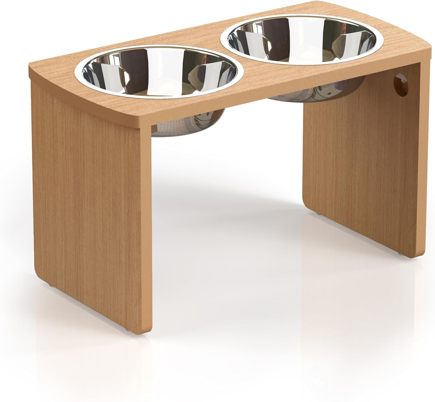 Elevated Dog Bowls, Bamboo Raised Dog Bowl for Medium Dogs, with 2 Stainless Steel Bowls (7'' Tall-40 oz Bowl)