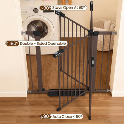 Mumeasy 36" High Extra Tall Dog Gate, 29.6"-40.5" Wide Pressure Mounted Tall Baby Gate for Dog, Auto Close Pet Gate with Door for Stairs,Doorways,House,Black