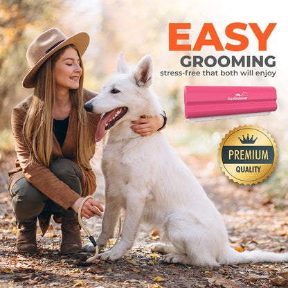 EasyGroomer Deshedding Brush for Dogs & Cats – Undercoat Grooming Tool for Short & Long Hair, Removes Loose Fur & Dirt, Reduces Shedding for Small & Large Pets, Purple