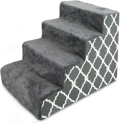 Best Pet Supplies Dog Stairs & Steps - Foam Steps for Small Dogs & Cats, Non-Slip Indoor Balanced Pet Step Support, Dog Ramp, No Assembly, Ash Gray Linen, 2-Step (12-inch Height)