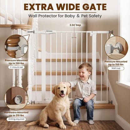 Mumeasy 36" High Extra Tall Dog Gate, 29.6"-40.5" Wide Pressure Mounted Tall Baby Gate for Dog, Auto Close Pet Gate with Door for Stairs,Doorways,House,Black
