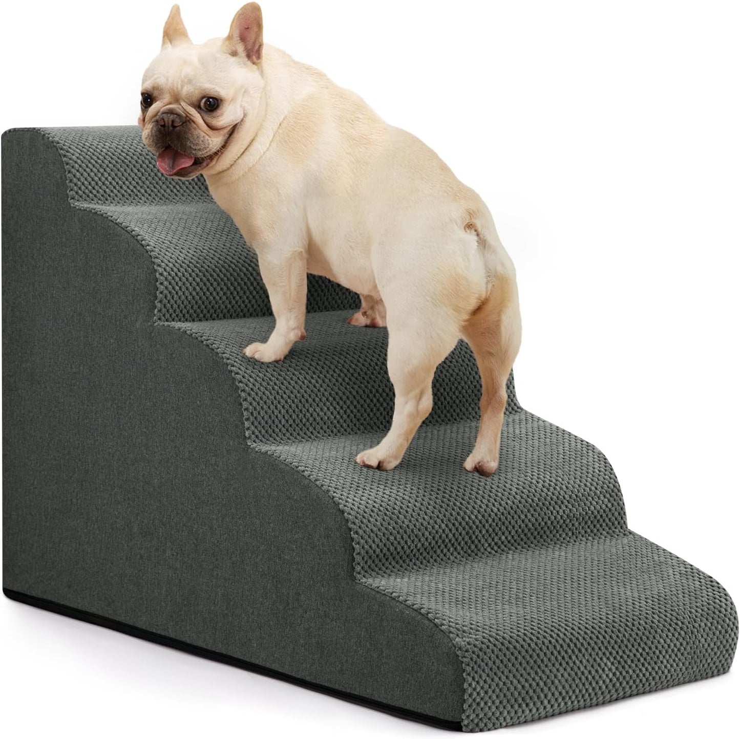 Aodisman Dog Ramp and Stairs for Small Dogs & Cats,3-Step Pet Stairs for Couch Sofa and Chair,Indoor Anti-Slip Dog Stairs for Old Cats and Puppy,Beige