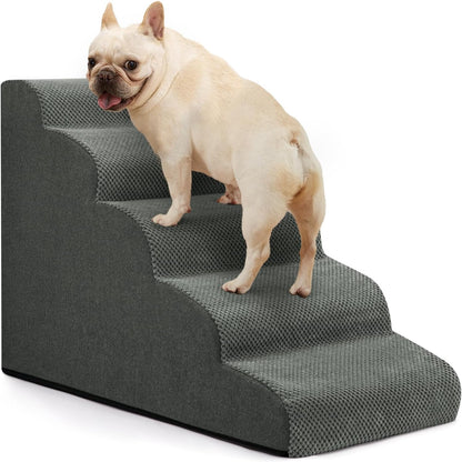 Aodisman Dog Ramp and Stairs for Small Dogs & Cats,3-Step Pet Stairs for Couch Sofa and Chair,Indoor Anti-Slip Dog Stairs for Old Cats and Puppy,Beige