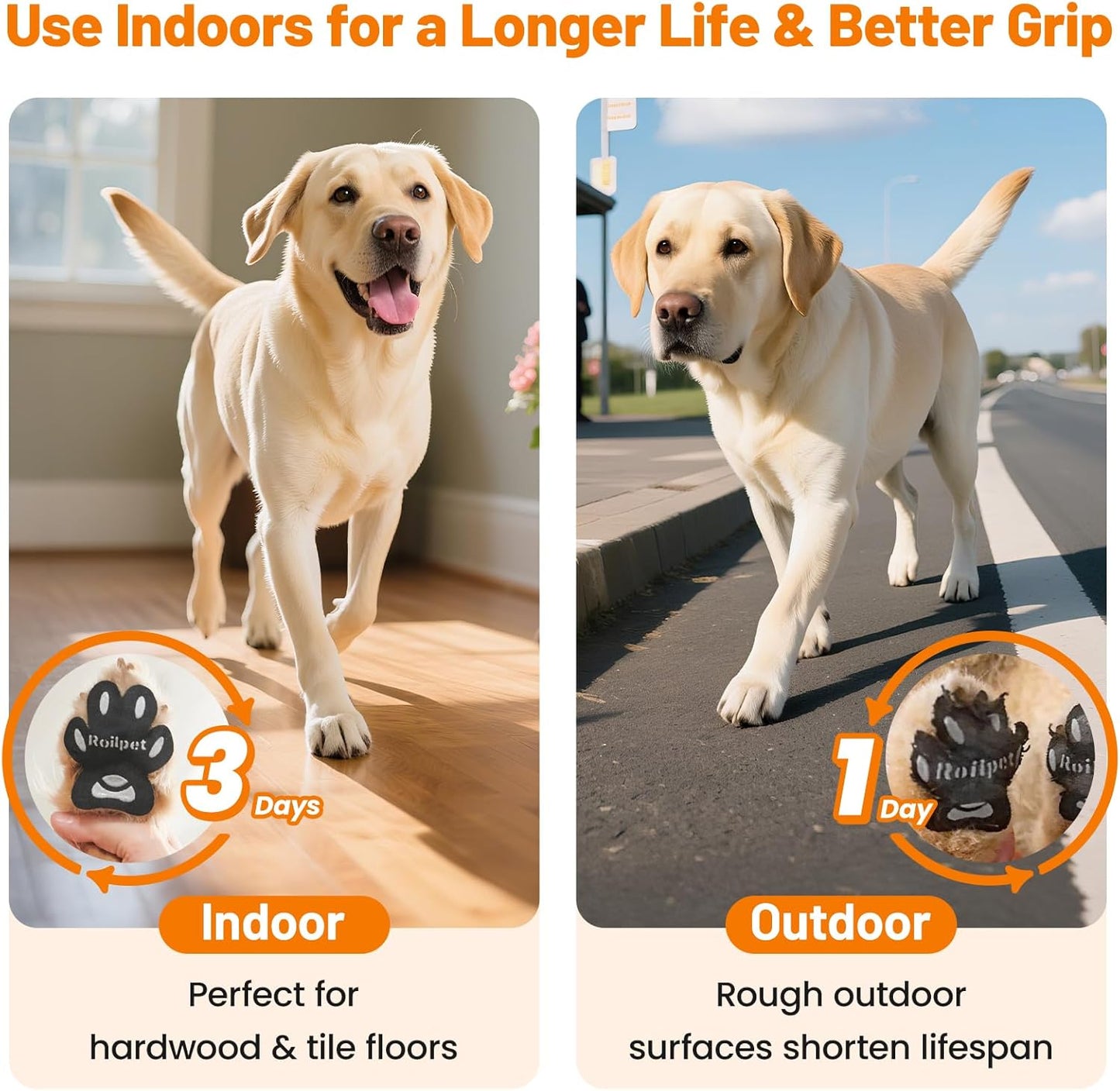Dog Paw Protector Anti-Slip Pads, Toe Grips for Senior Dogs to Prevent Slipping on Hardwood Floors, Stronger Self-Adhesive Paw Pad Provide Traction for Elderly, Injured Pets (12 Sets - 48Pads, XL)