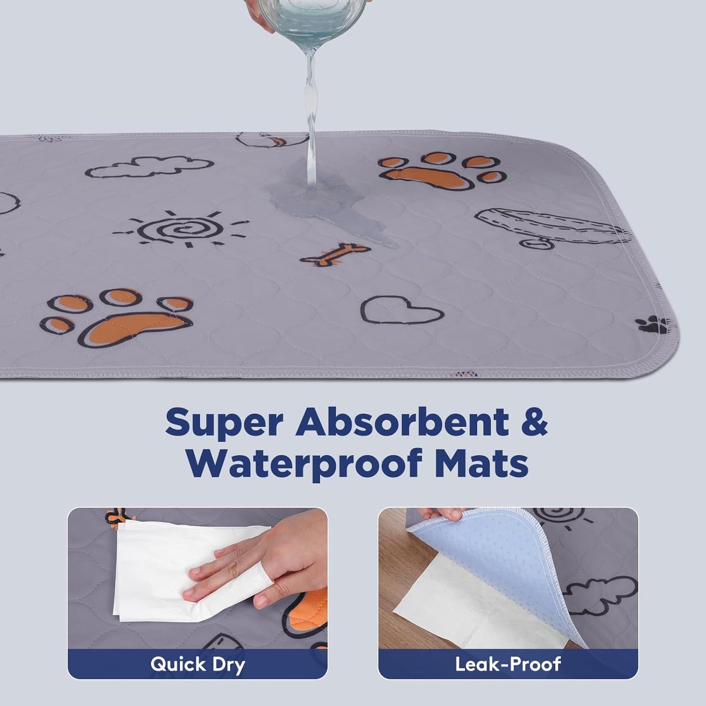 Washable Pee Pads for Dogs, 2 Pack Large 36"x41" Super Absorbent Reusable Dog Training Pads, 100% Waterproof Non-Slip Puppy Whelping Dog Playpen Indoor Pads Mat Pet Supplies