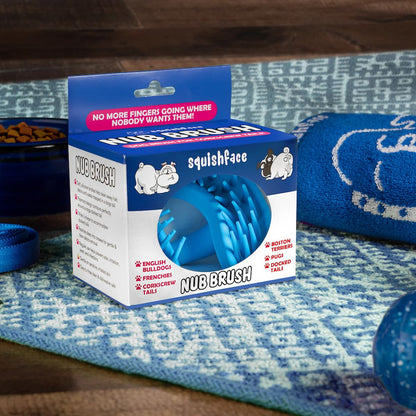 Squishface Nub Brush – Corkscrew Tail Dog Brush for Bulldogs | Silicone Grooming Brush for Trapped Hair, Debris, Itchy Skin Folds & Scooting - Great for Small Animals