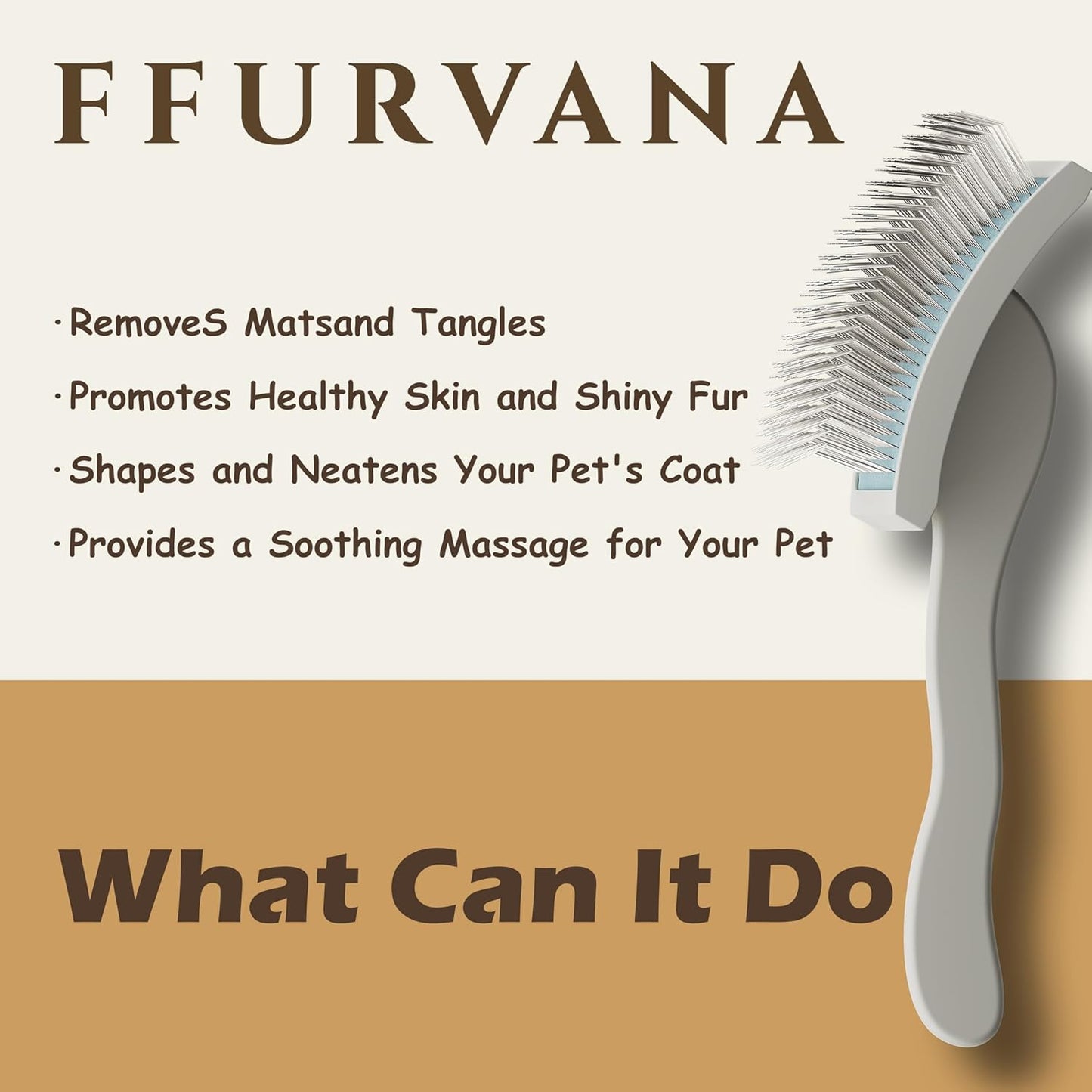 Slicker Brush for Dogs, for Golden Doodles with Long Hair, for Large Pet Dogs, Grooming Pet Hair, Cream White(Large)
