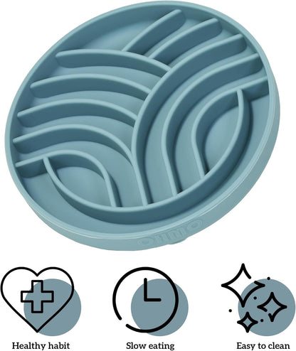 OHMO Slow Feeder Dog& Cat Bowl, Silicone Puppy Cat Food Bowl with Anti-Slip Suction Cup Slow Down Small Dogs Eating, Anti Choking (S-Tree of Life,Sage Green)
