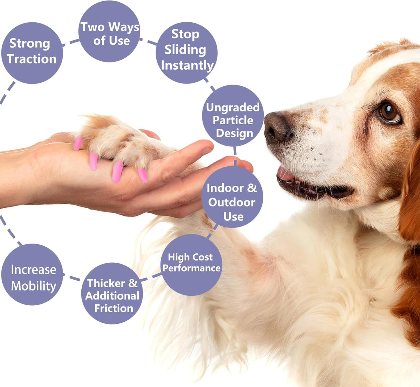 Nail Grippers for Dogs - Dog Anti Slip, Toe Grippers for Senior Dogs, Stop Sliding on Hardfloor, Two Ways of Use, Dog Paw Protector, Increase Traction, Reduce Pain & Struggle (45PCS/Pack)