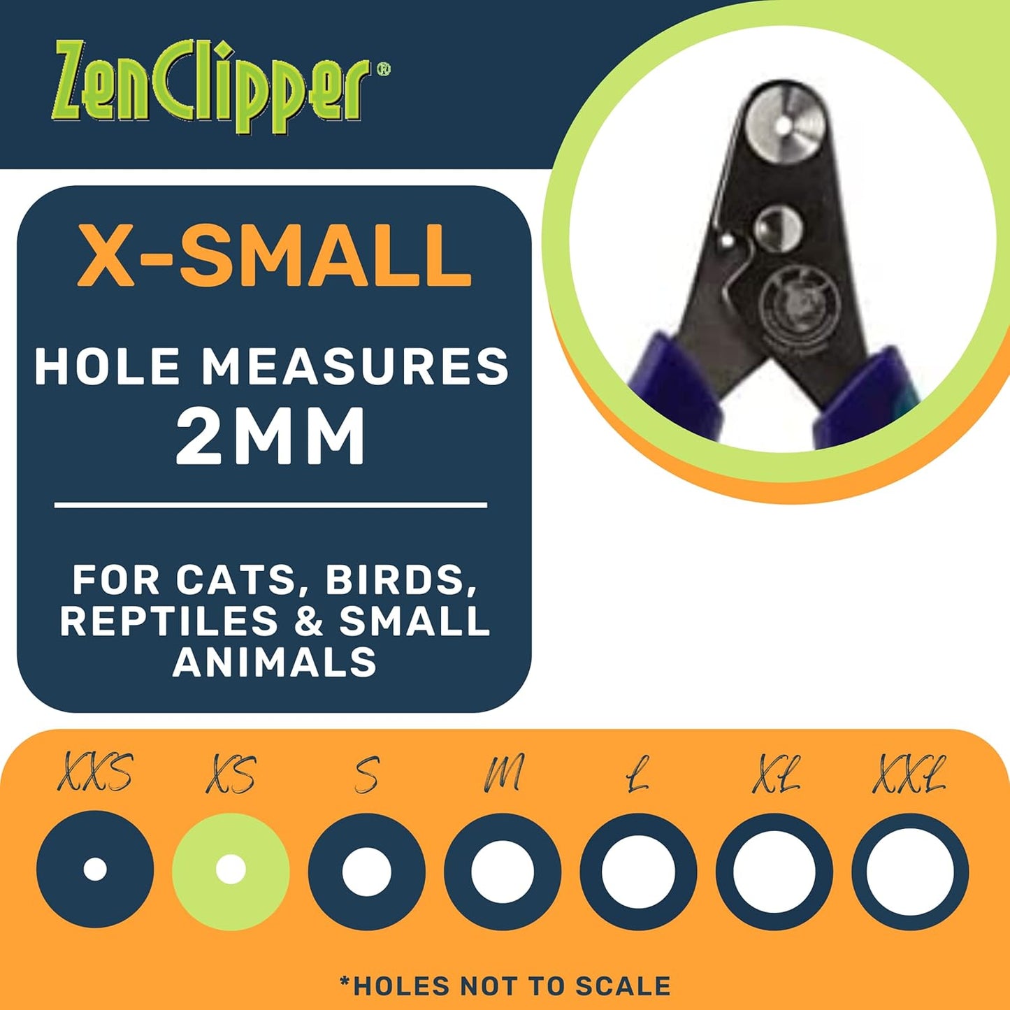 Zen Clipper Pet Nail Clipper for Cats – Cat Nail Clipper for Safer Grooming and Nail Care - Clean, Quiet, and Easy-to-Use Stainless Steel Cat Claw Trimmer - (1.5mm Hole)