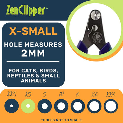 Zen Clipper Pet Nail Clipper for Cats – Cat Nail Clipper for Safer Grooming and Nail Care - Clean, Quiet, and Easy-to-Use Stainless Steel Cat Claw Trimmer - (1.5mm Hole)