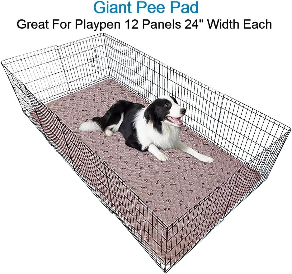 Peepeego 2Pack Pee Pads for Dogs Washable+Free Dog Comb, Waterproof Rugs 36”x48, Absorbent Dog Pads Reusable, Non Slip