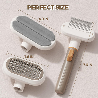 3 in 1 Pet Brush Set for Cats & Dogs - Self Cleaning Deshedding Brush & Slicker,Hair Remover Tool for Indoor Cats Long/Short Hair Pets